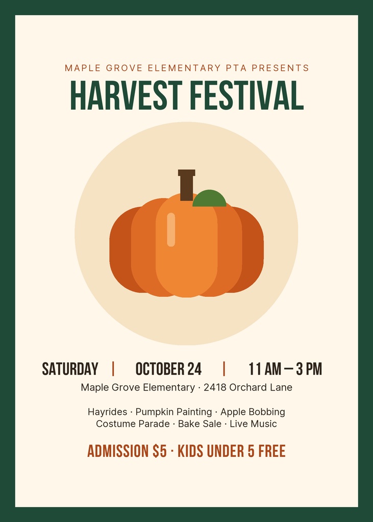 Preview for School Harvest Festival 5 × 7 Invitation Template
