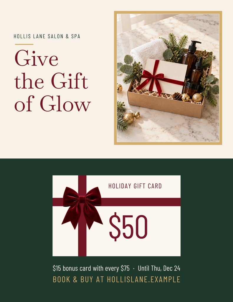 Preview for Give The Gift Of Glow Letter Flyer Template