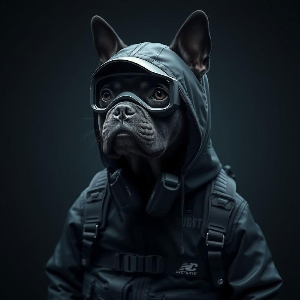 Person wearing black tactical jacket and mask