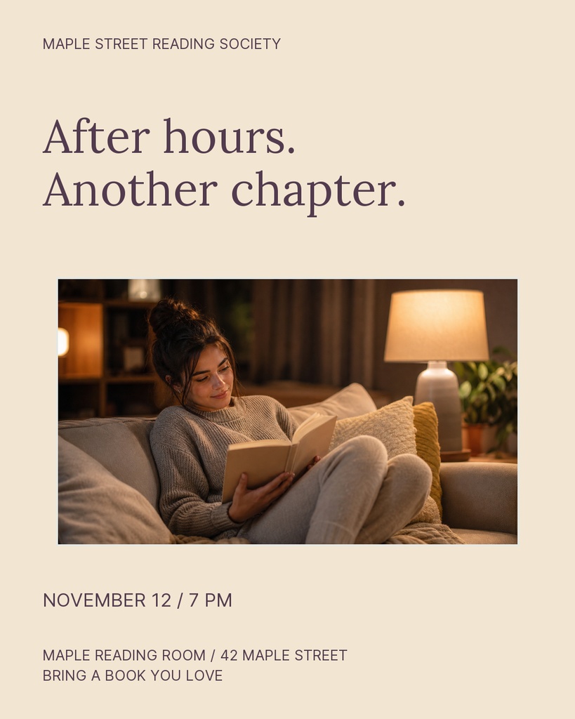 Preview for After Hours Book Club Portrait Post Template