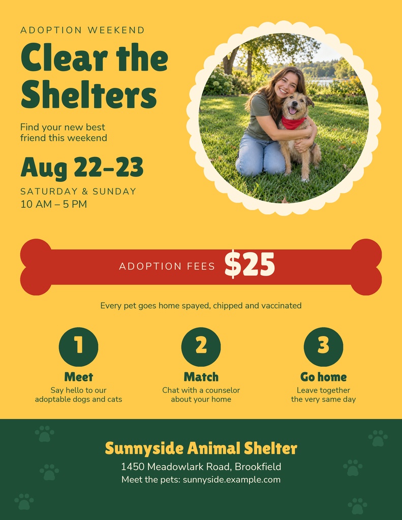 Preview for Clear The Shelters Weekend Letter Flyer Template