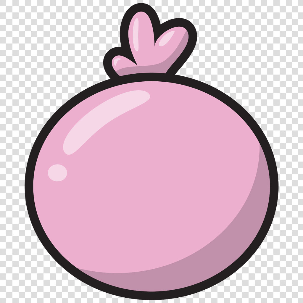 A pink cartoon bomb with a heart-shaped fuse