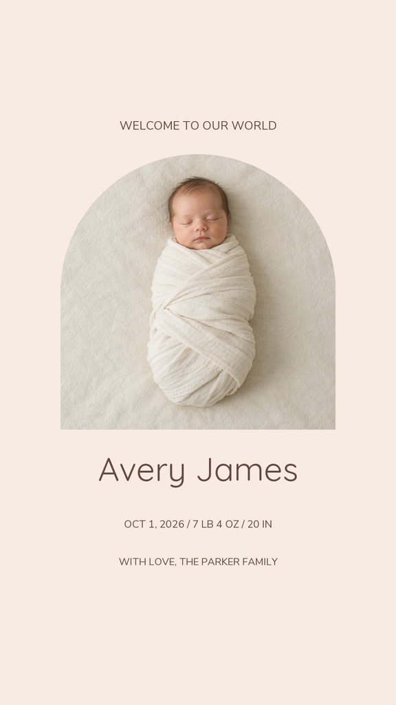 Preview for Welcome, Little Avery Story Opener Template