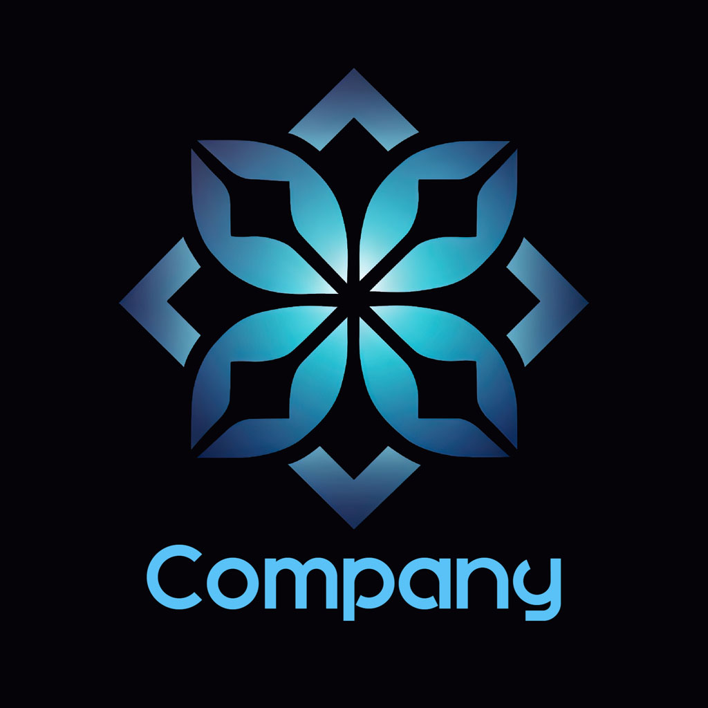 Company logo with a stylized flower-like design
