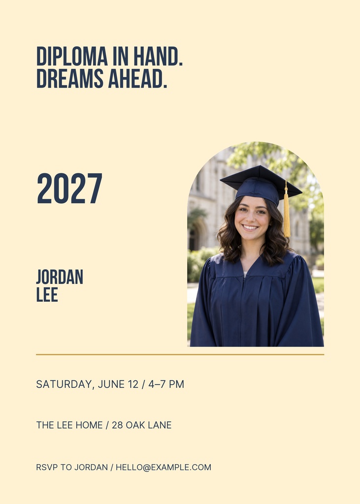 Preview for Diploma In Hand 5 × 7 Invitation Template