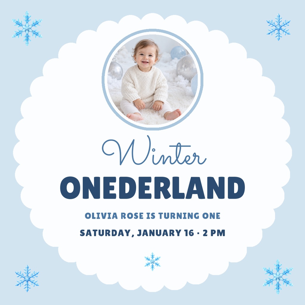 Preview for Winter Onederland Square Post Template
