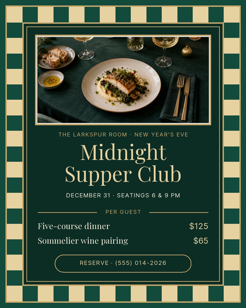 Preview for Midnight Supper Club Portrait Post Template