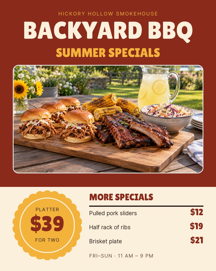 Preview for Backyard Bbq Specials Portrait Post Template