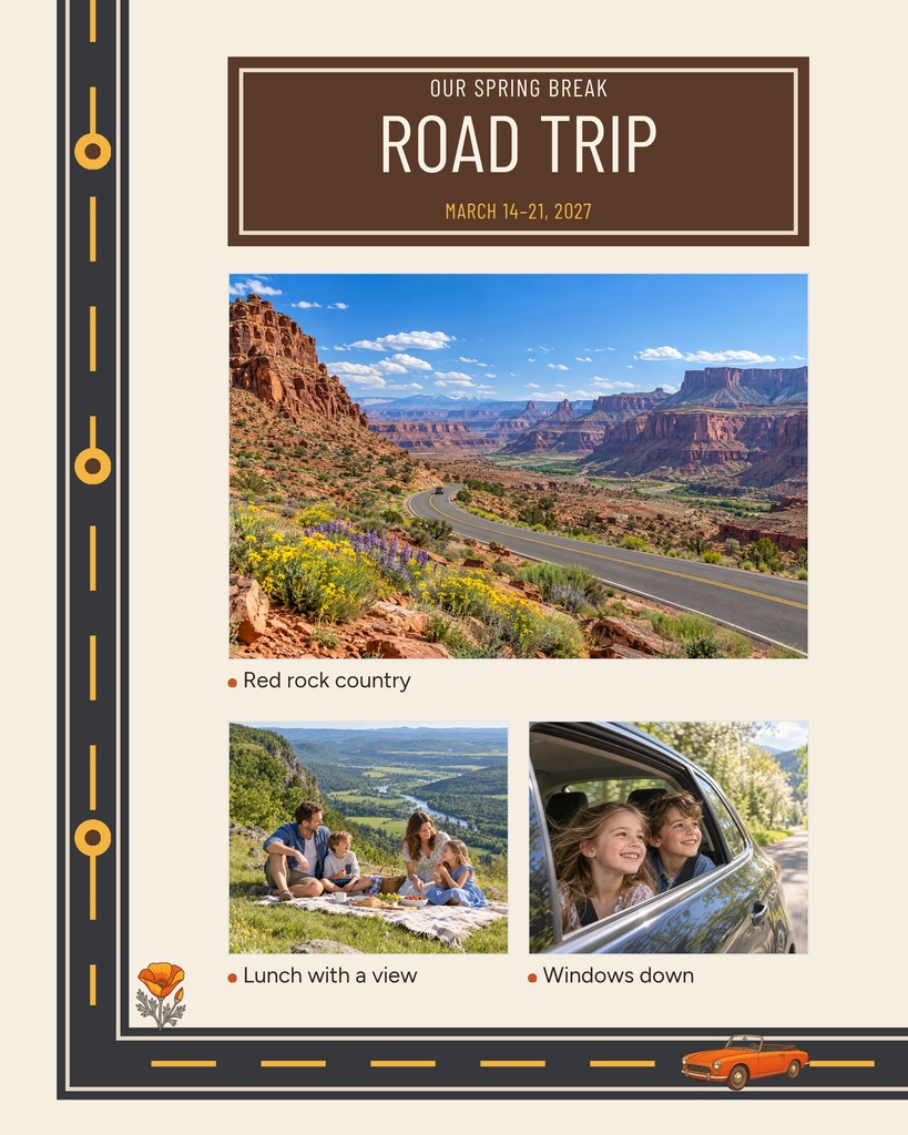 Preview for Our Spring Break Road Trip Memory Page Template