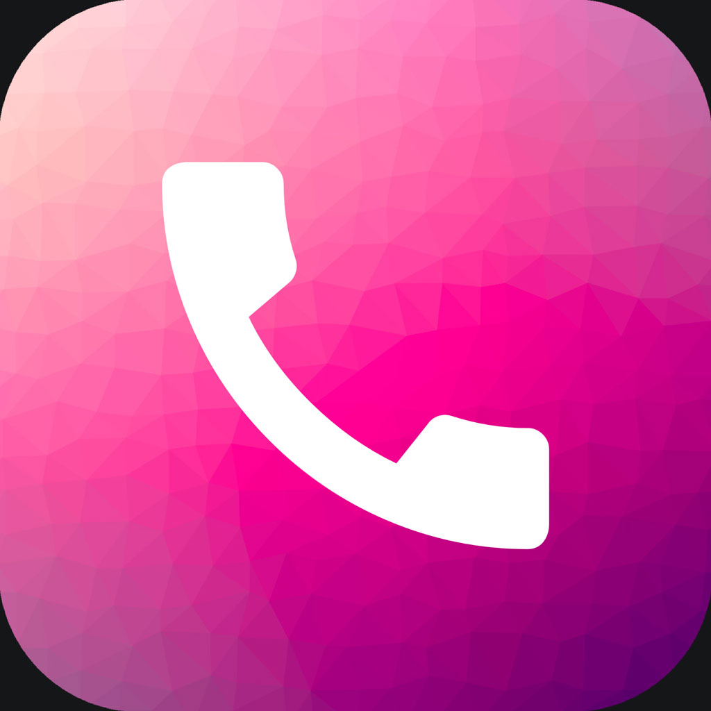 White phone icon on a pink and purple gradient background