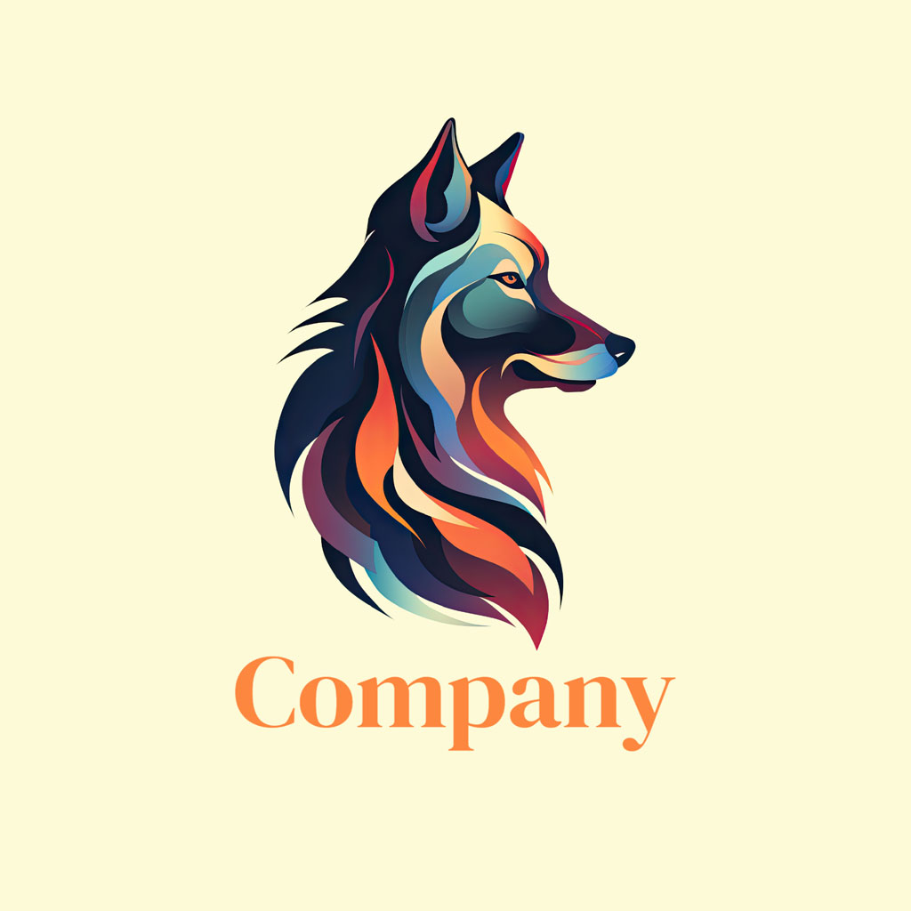 Stylized wolf head logo with multicolored fur and 'Company' text