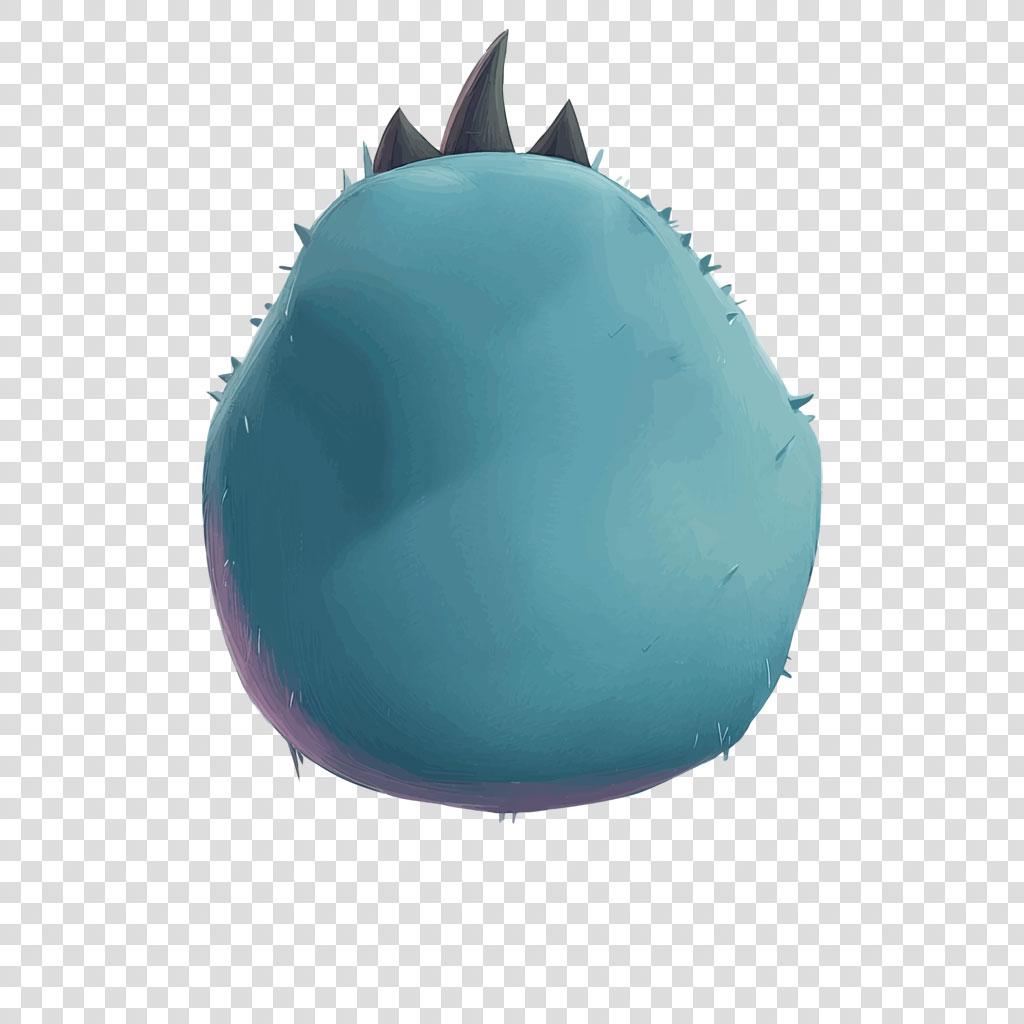 A teal creature with spikes on its back