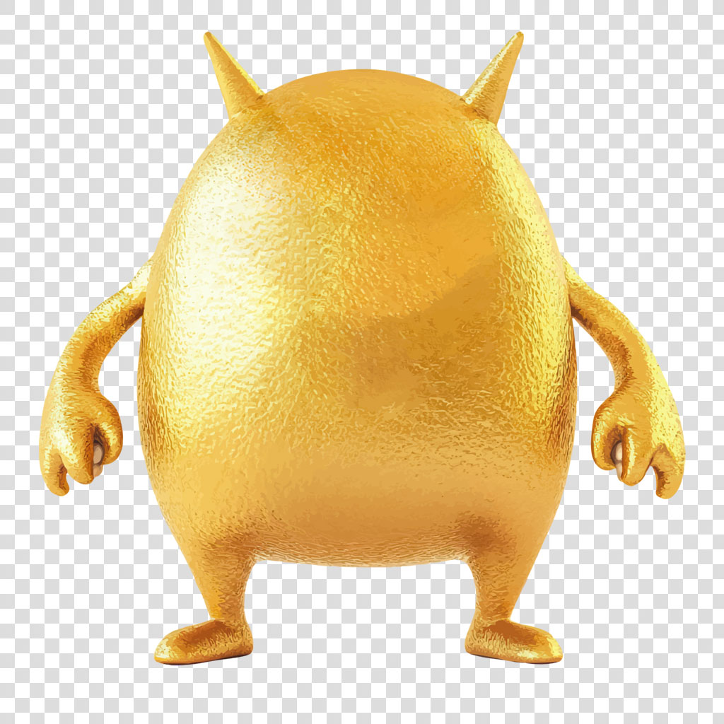 Golden character with horns and arms