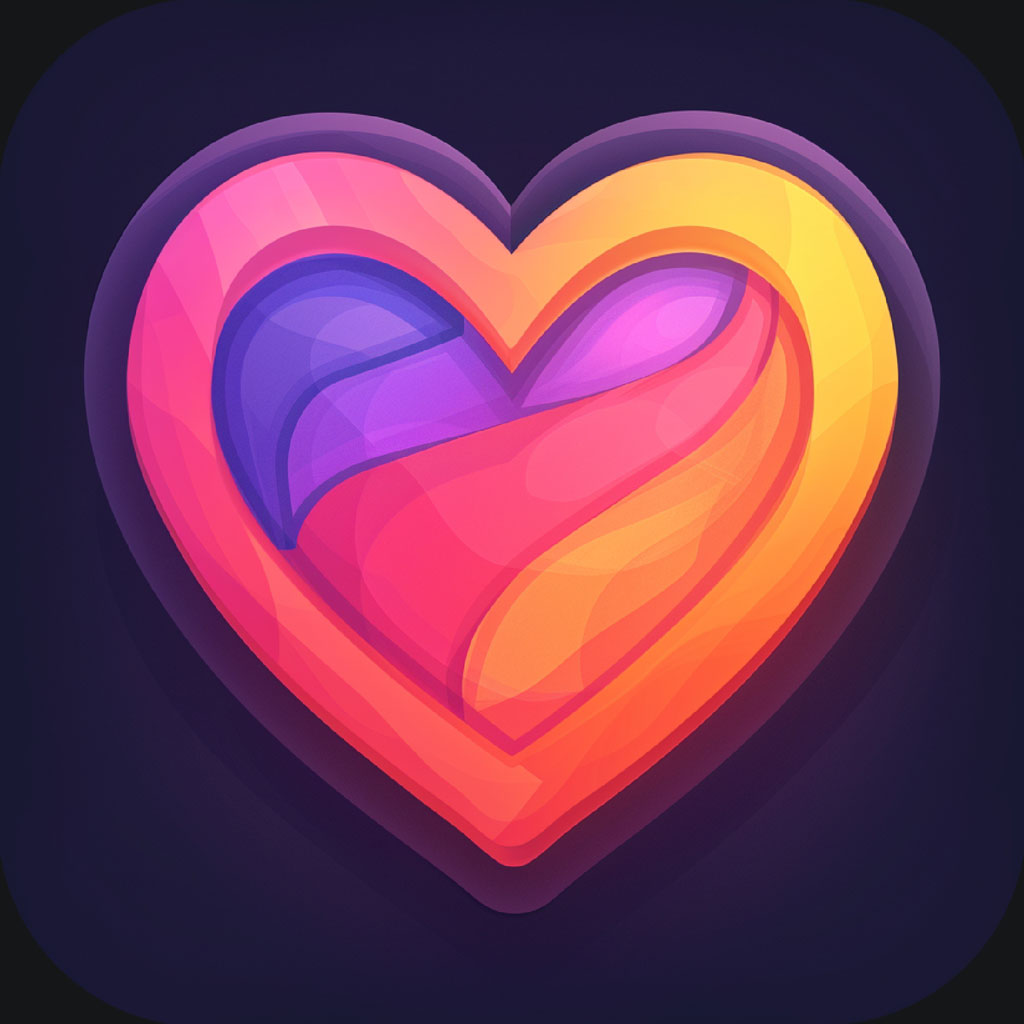 A stylized heart icon with layered gradient colors