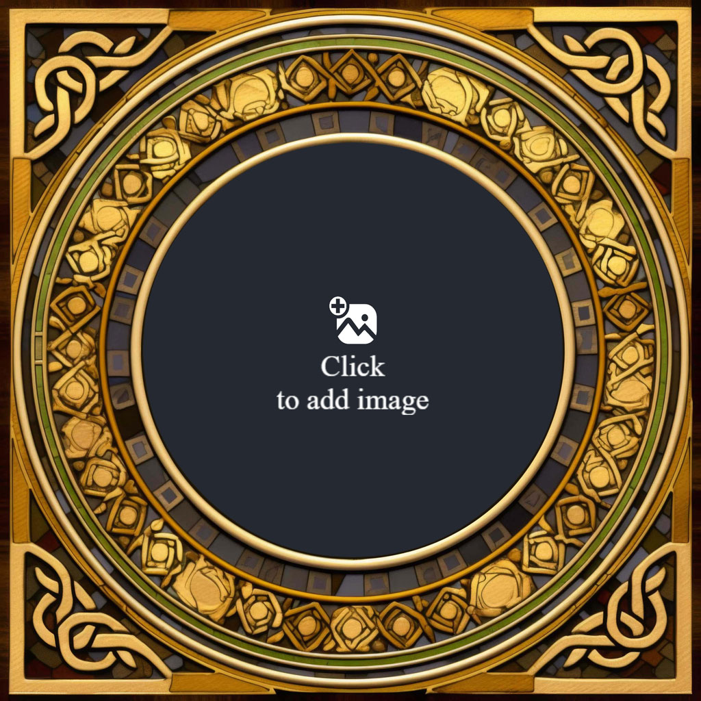 Ornate gold frame with Celtic knotwork and empty center