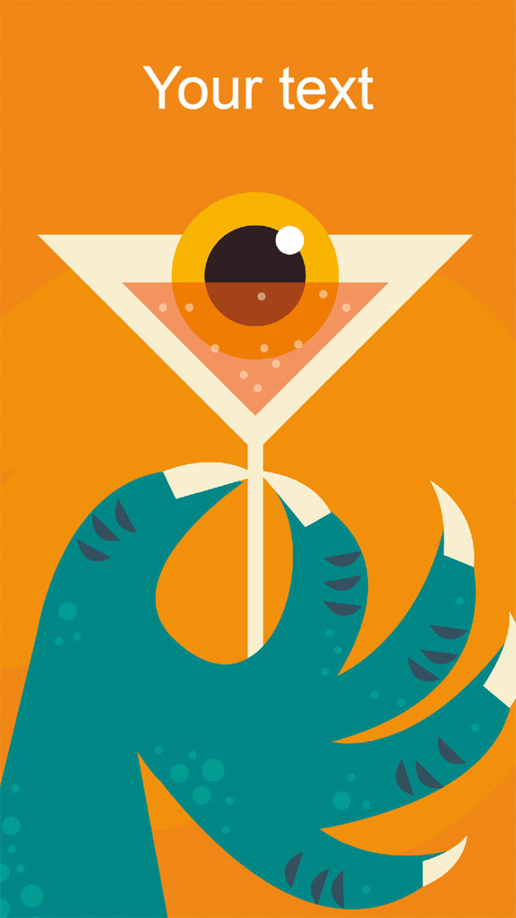 Illustration of a hand holding a martini glass