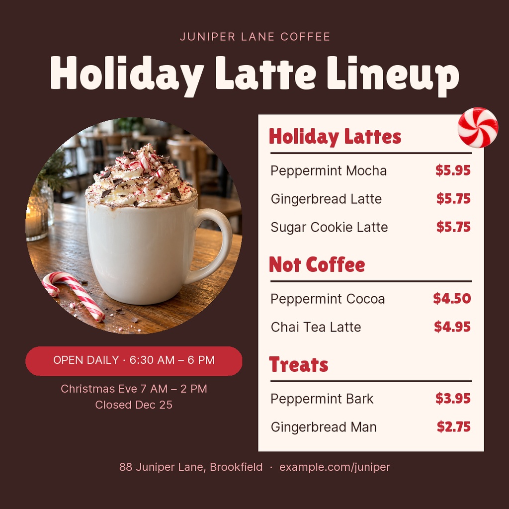 Preview for The Holiday Latte Lineup Square Post Template