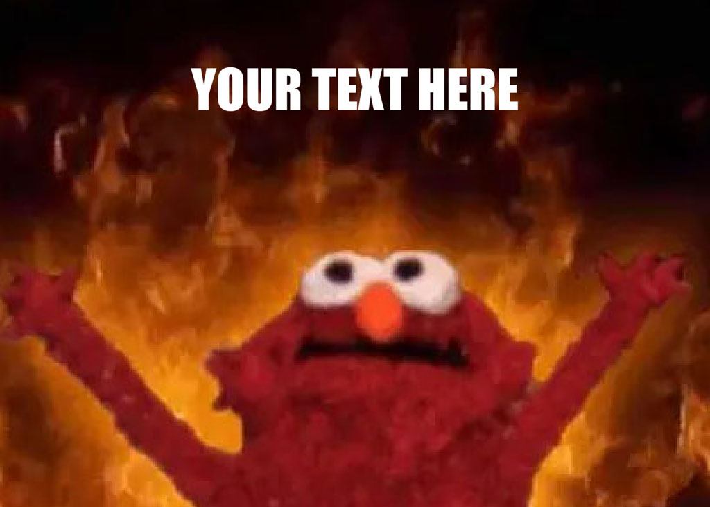 Elmo character from Sesame Street engulfed in flames