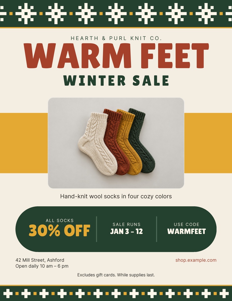 Preview for Warm Feet Winter Sale Letter Flyer Template