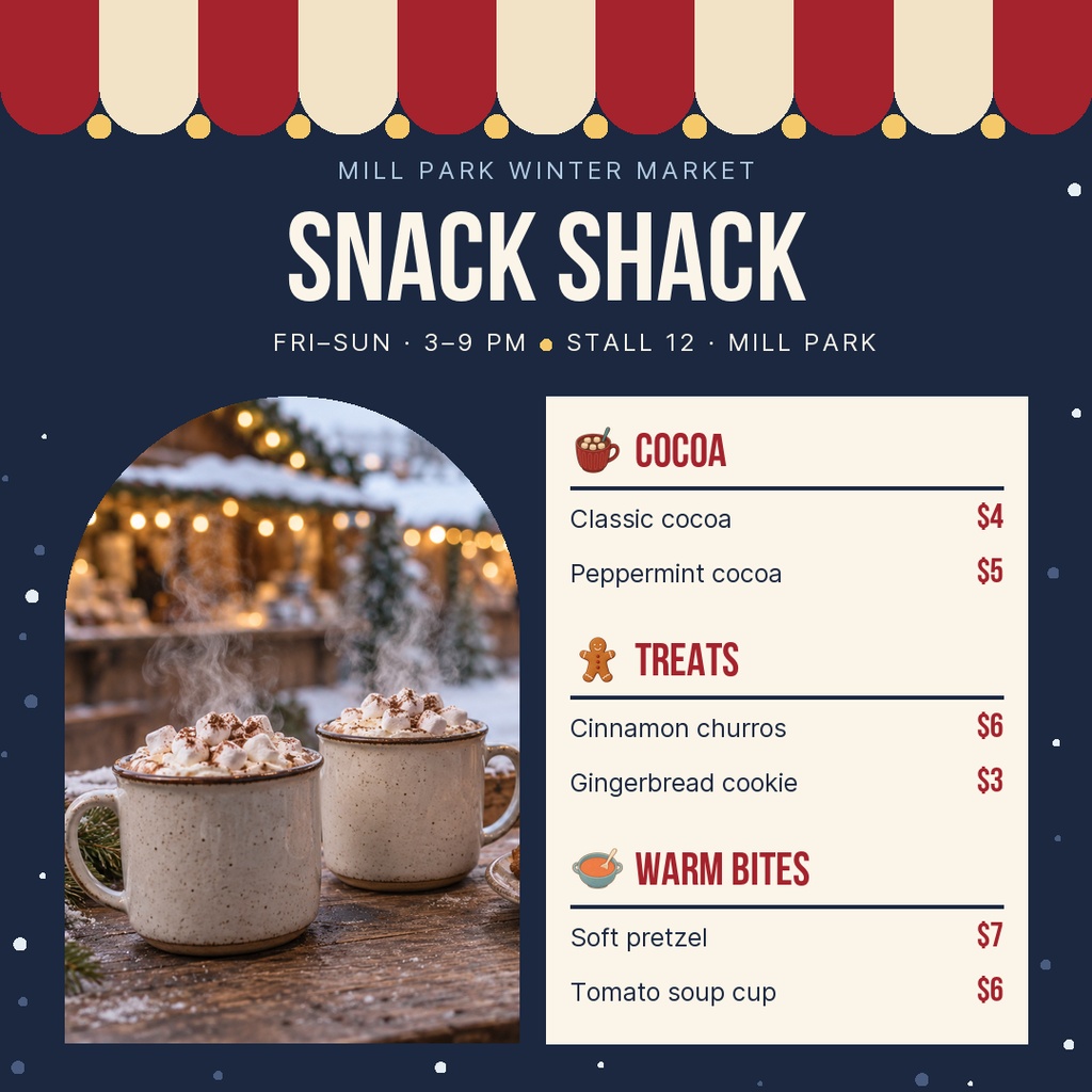 Preview for Winter Market Snack Shack Square Post Template