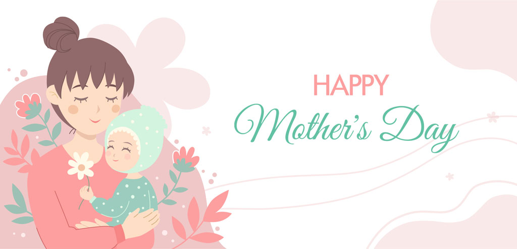 Illustration of a mother holding her baby on Mother's Day