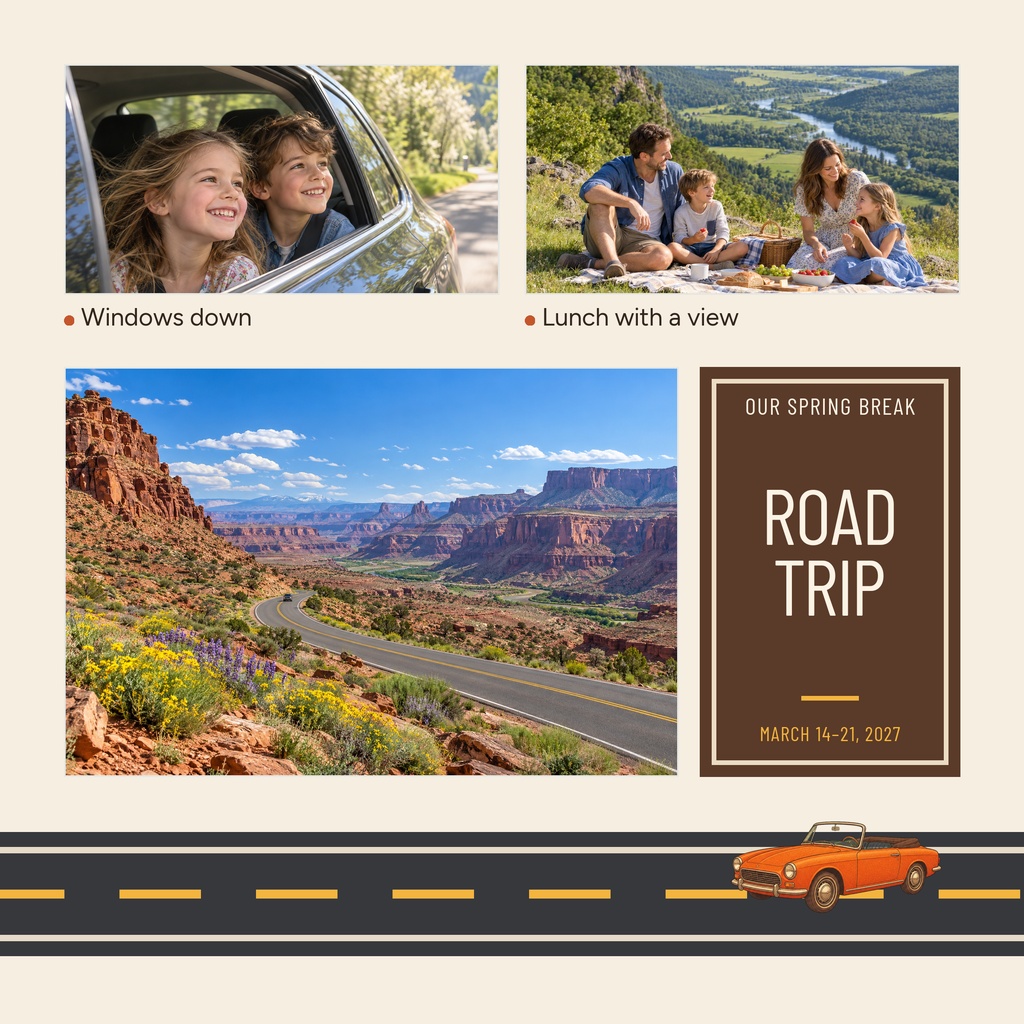 Preview for Our Spring Break Road Trip Square Collage Template