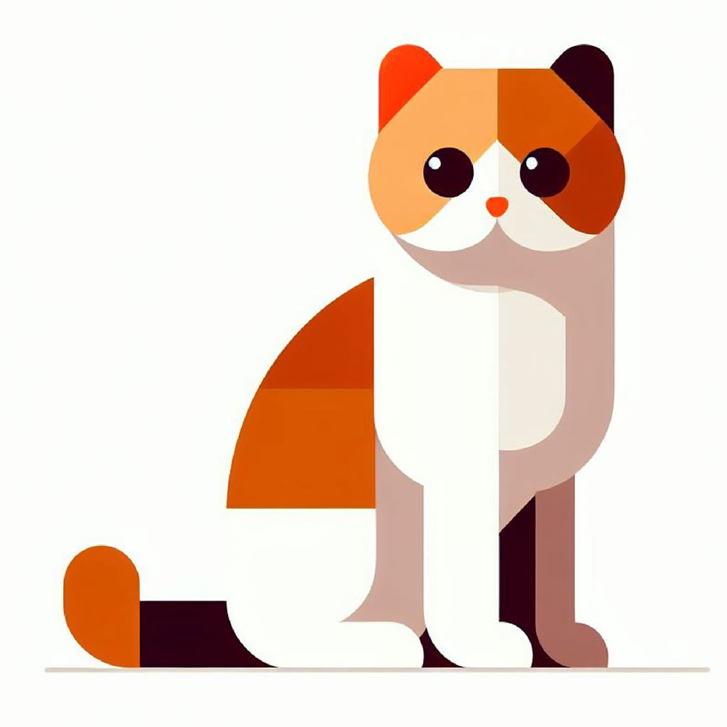 Cartoon orange cat sitting with a smile