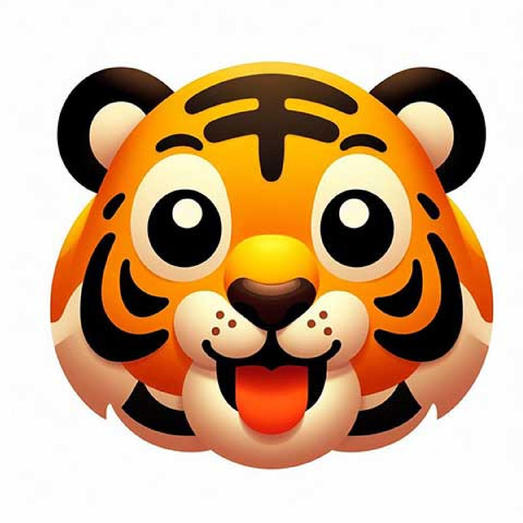 A cartoon tiger figurine with a cheerful expression, featuring orange and black stripes.