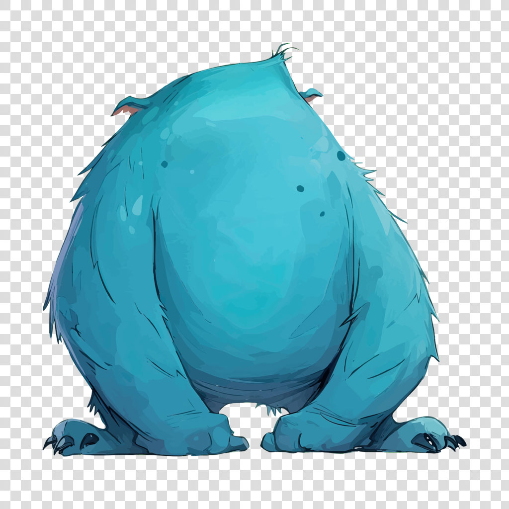 A blue monster with a large body and small legs