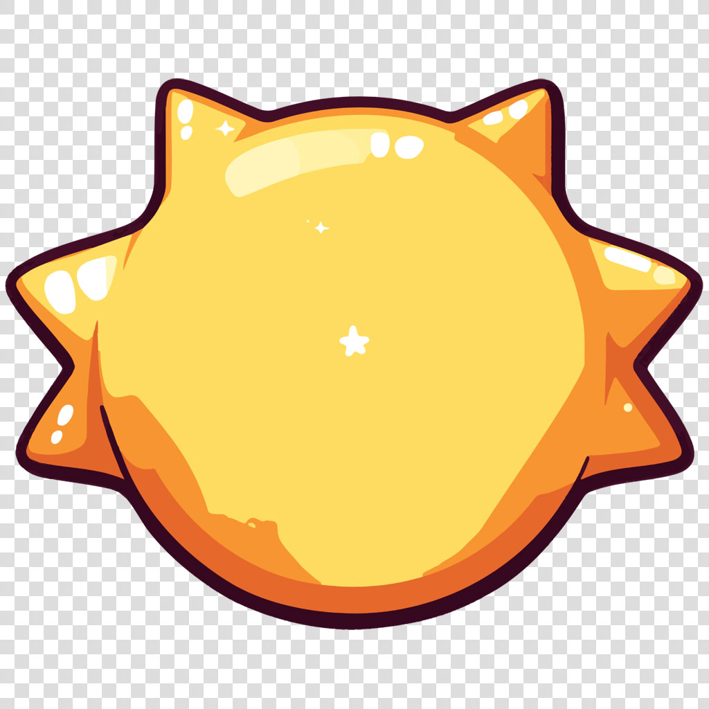 Cartoon star with yellow center and orange rays