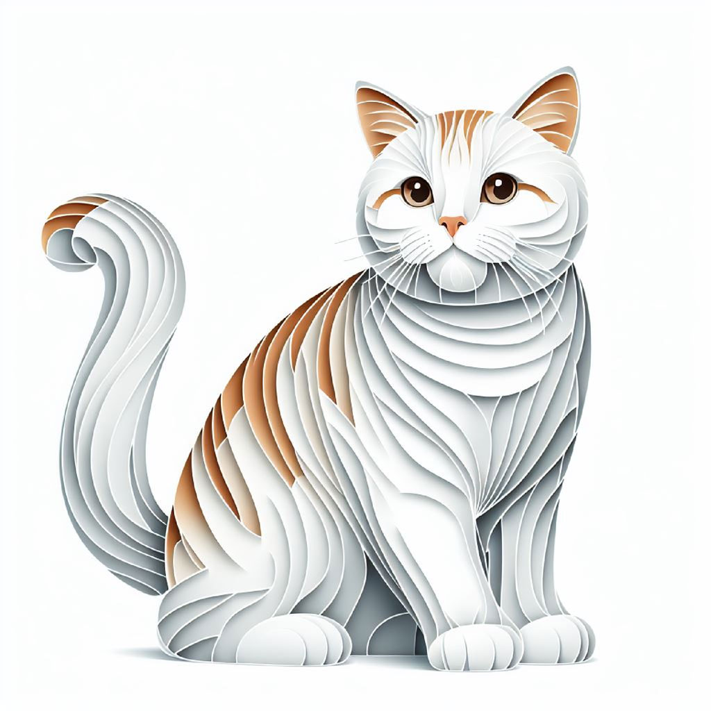 Cartoon orange tabby cat with white chest and paws
