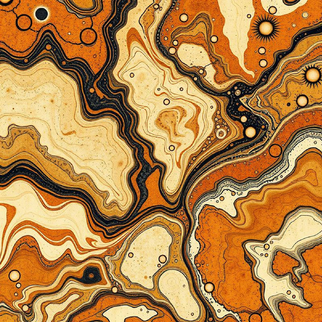 Marble pattern with orange and cream swirls