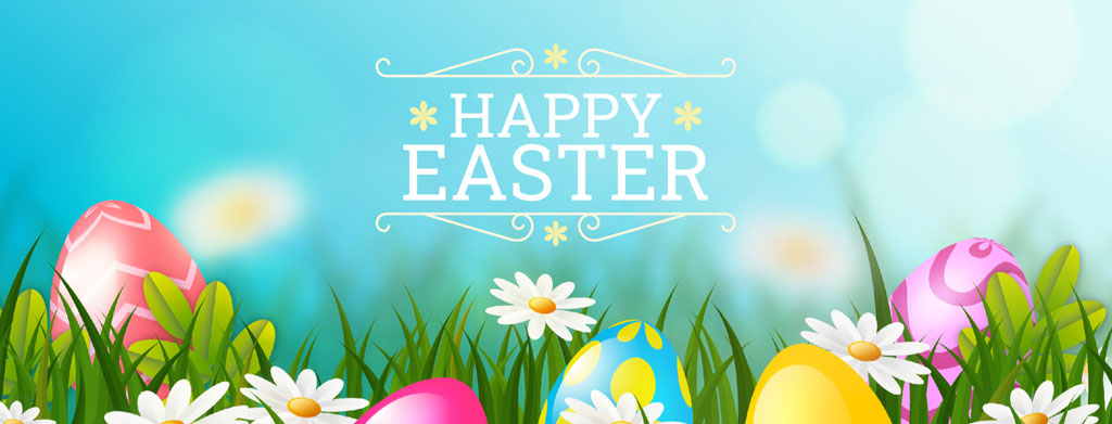 Happy Easter illustration with eggs and flowers