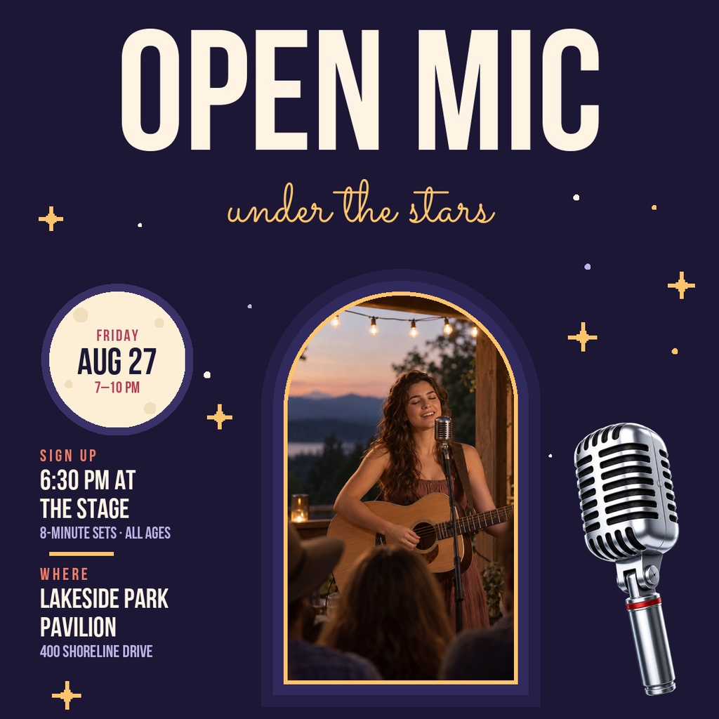 Preview for Open Mic Under The Stars Square Post Template