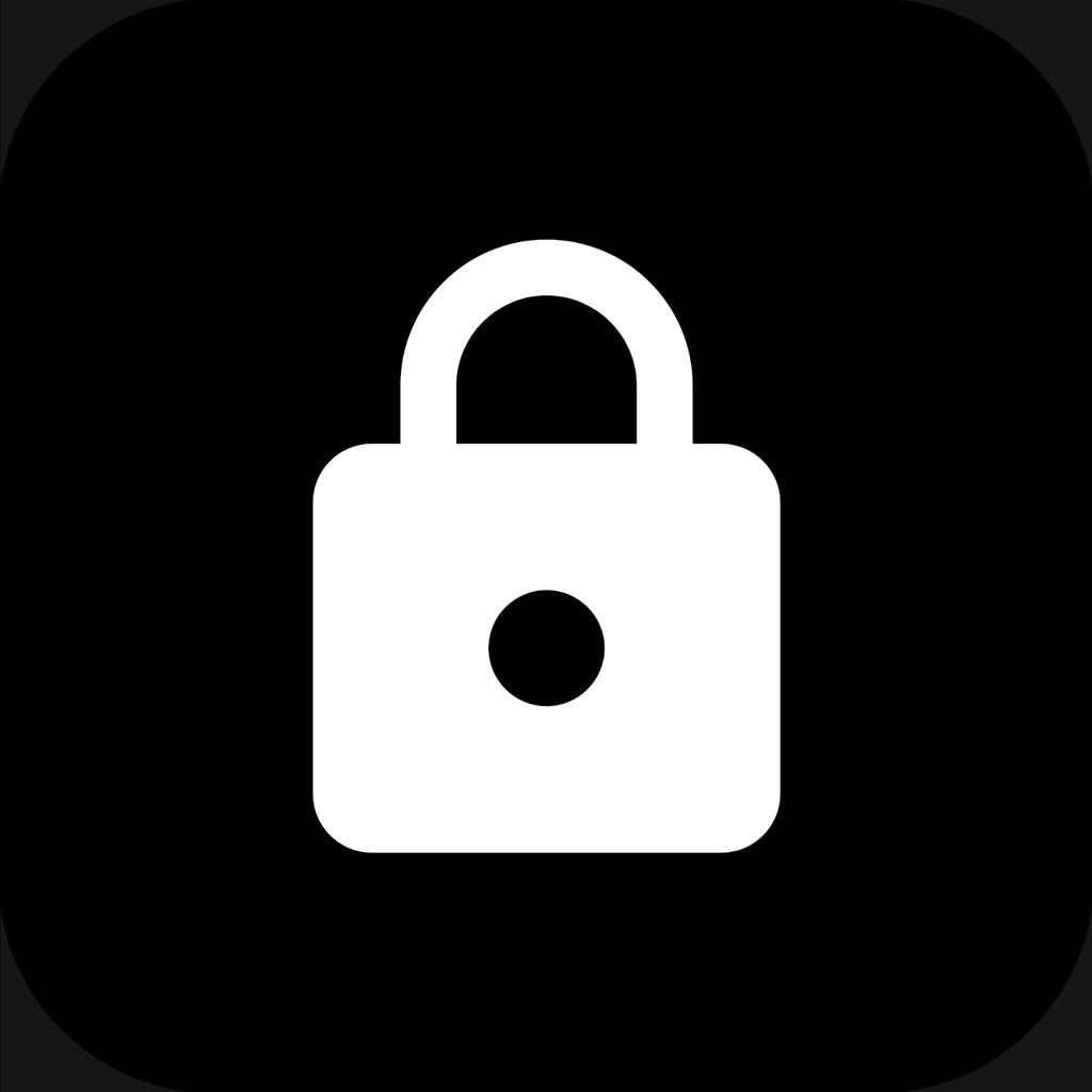 White padlock icon on a black background
