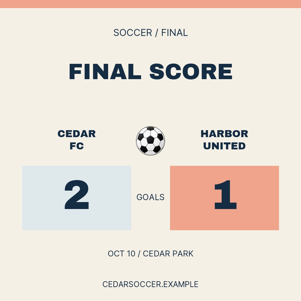 Preview for Saturday Soccer Lights Score Post Template