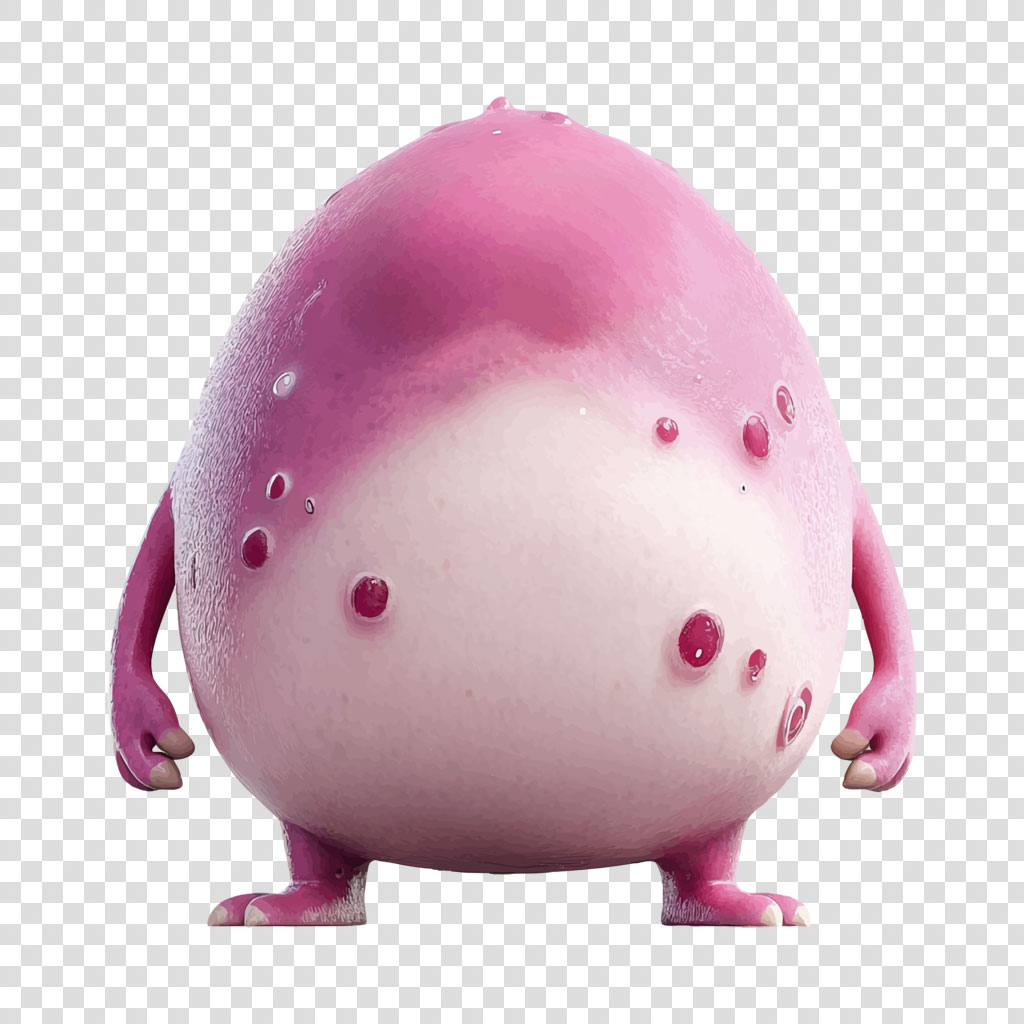 A pink creature with a rounded body and bumps