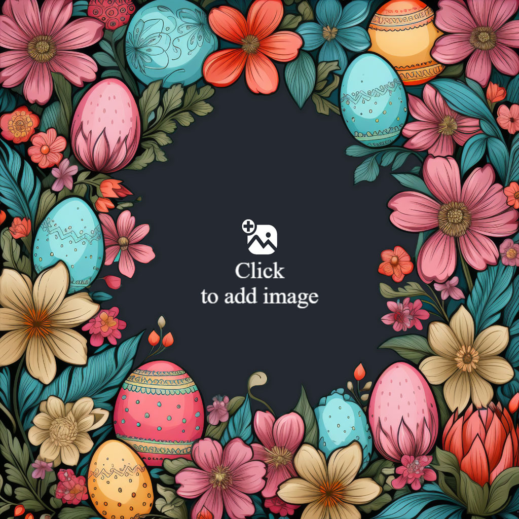 Easter floral frame with eggs and flowers