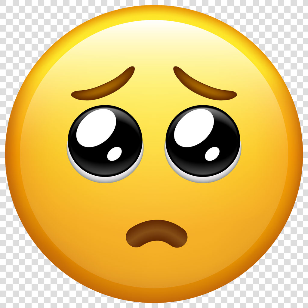 A yellow emoji with a worried face