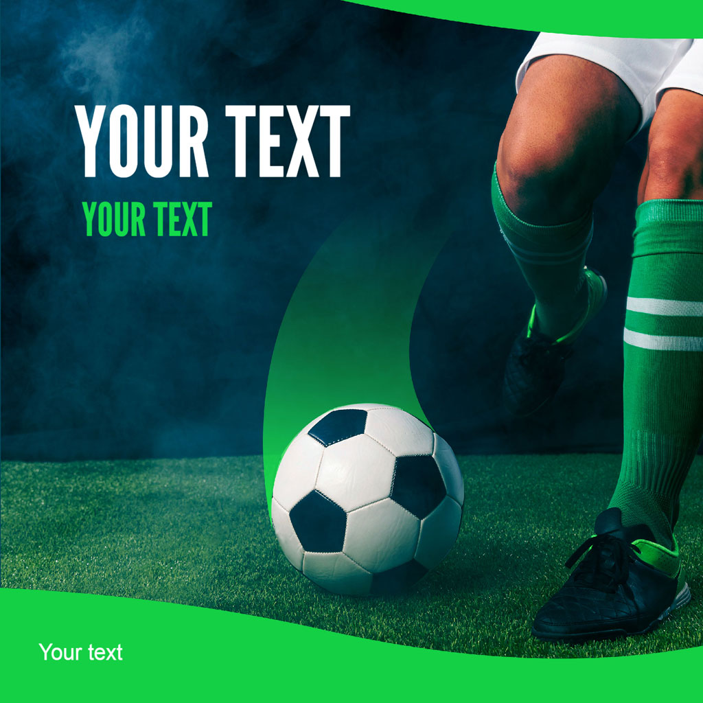 A soccer player's legs and a soccer ball on a green field.