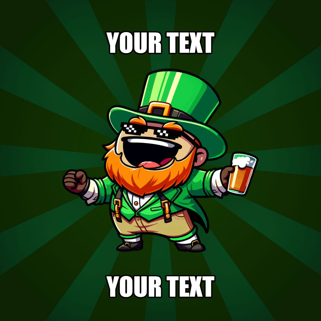 Cartoon leprechaun holding beer