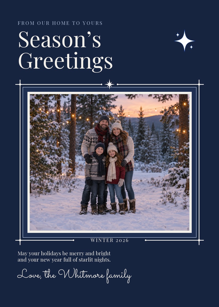 Preview for Starlit Season's Greetings Portrait Greeting Template