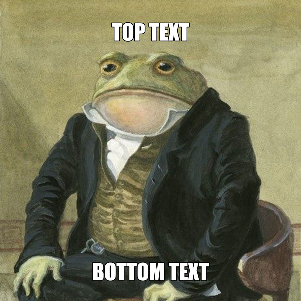 A frog dressed in a black suit and brown vest sitting in a chair