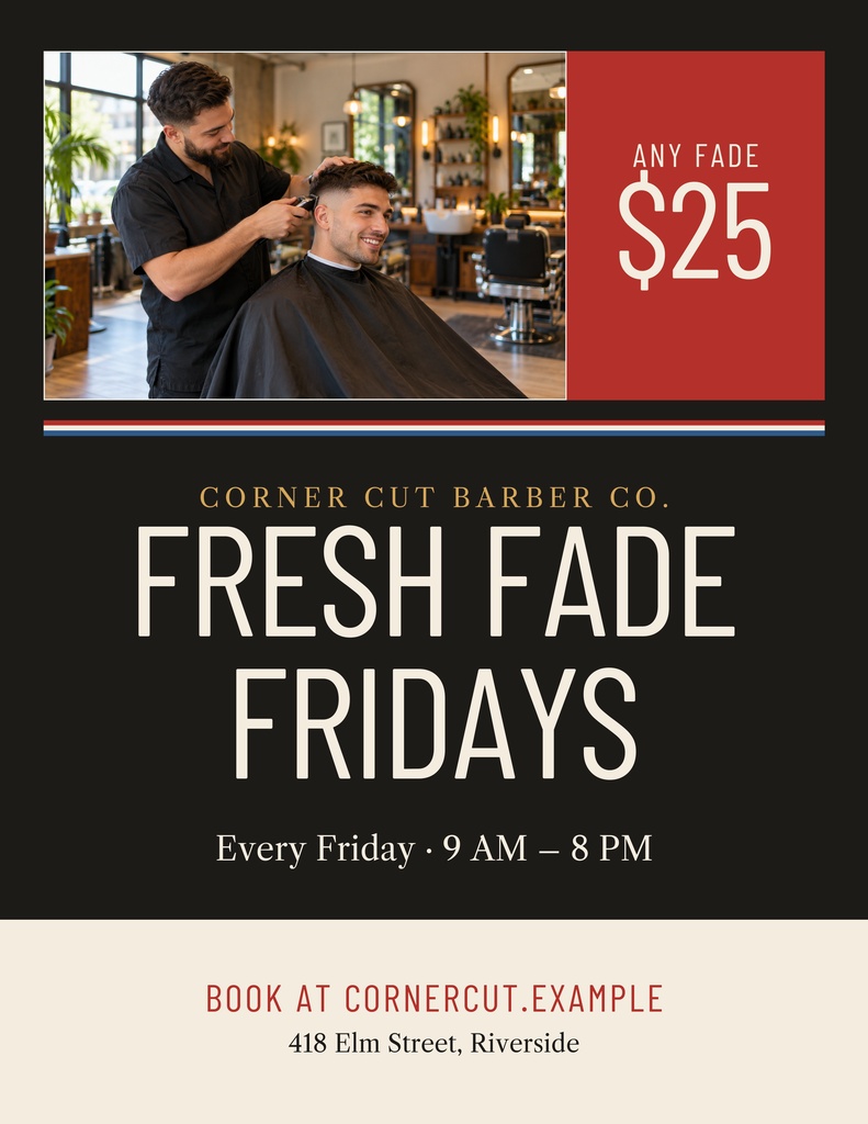 Preview for Fresh Fade Fridays Letter Flyer Template