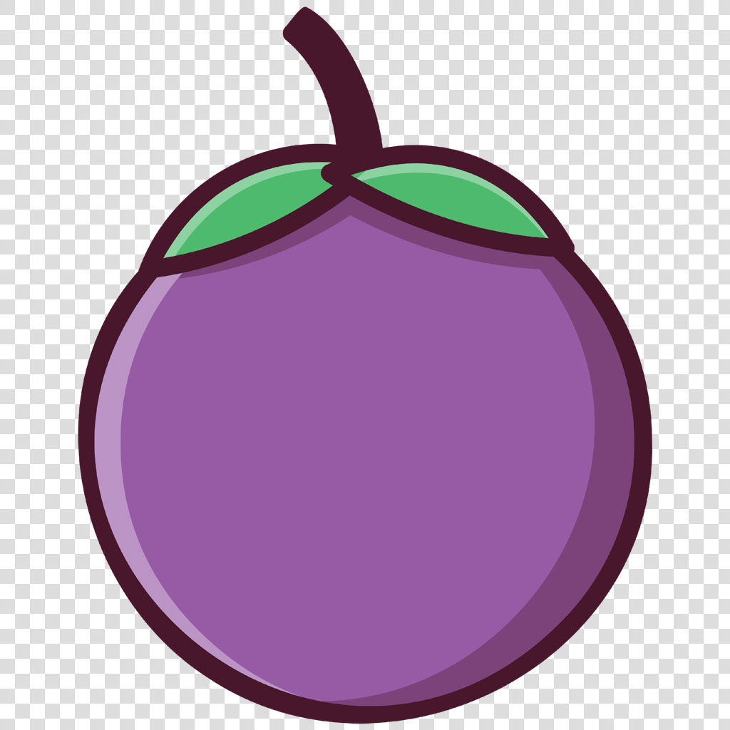 Cartoon plum with green leaves