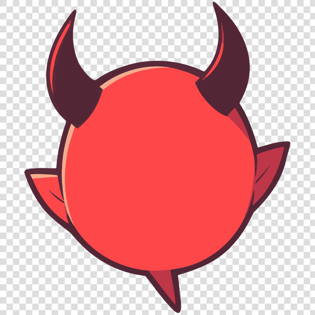 Red devil speech bubble icon with horns