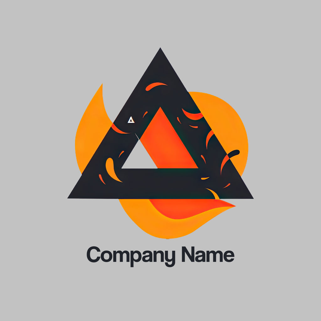 Triangle flame logo design with orange and black colors