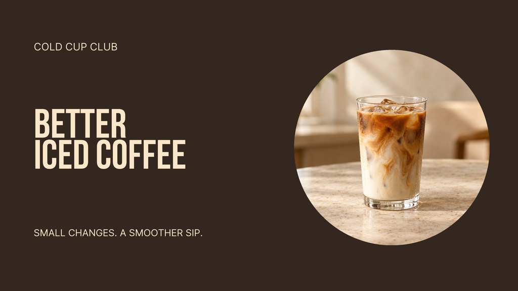 Dark brown thumbnail with iced coffee in a clear glass and bold text reading Better Iced Coffee.