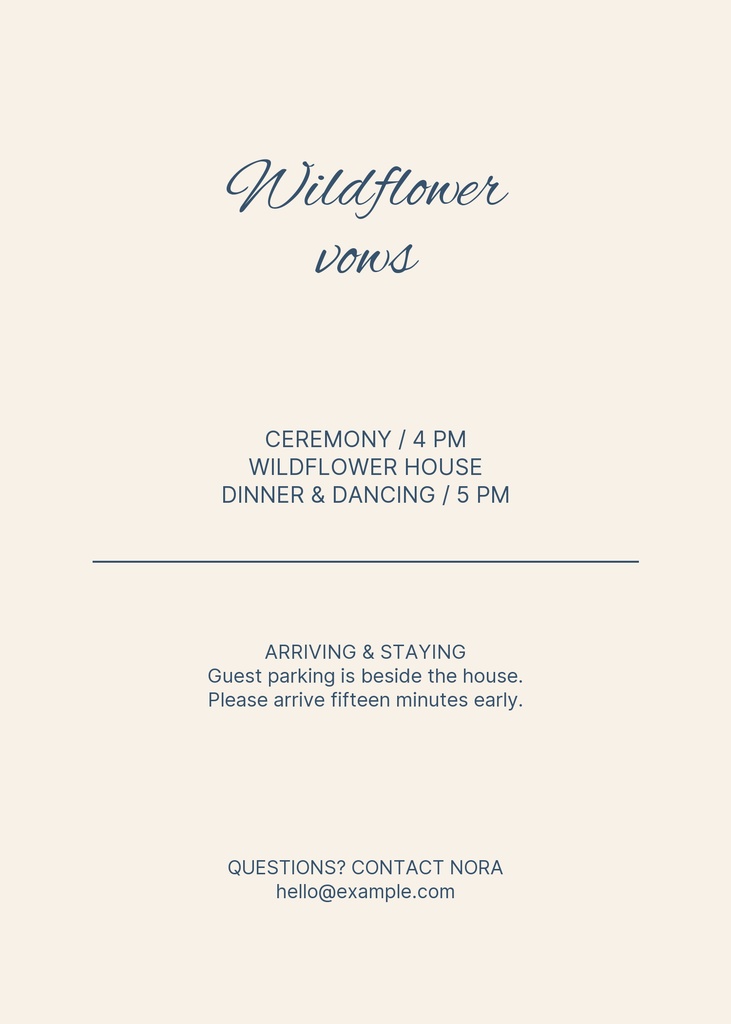 Preview for Wildflower Vows Details Card Template