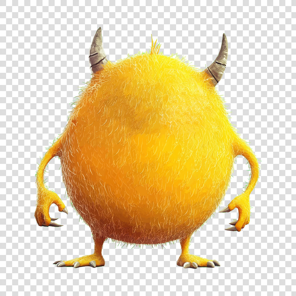 A yellow monster with horns and sharp claws